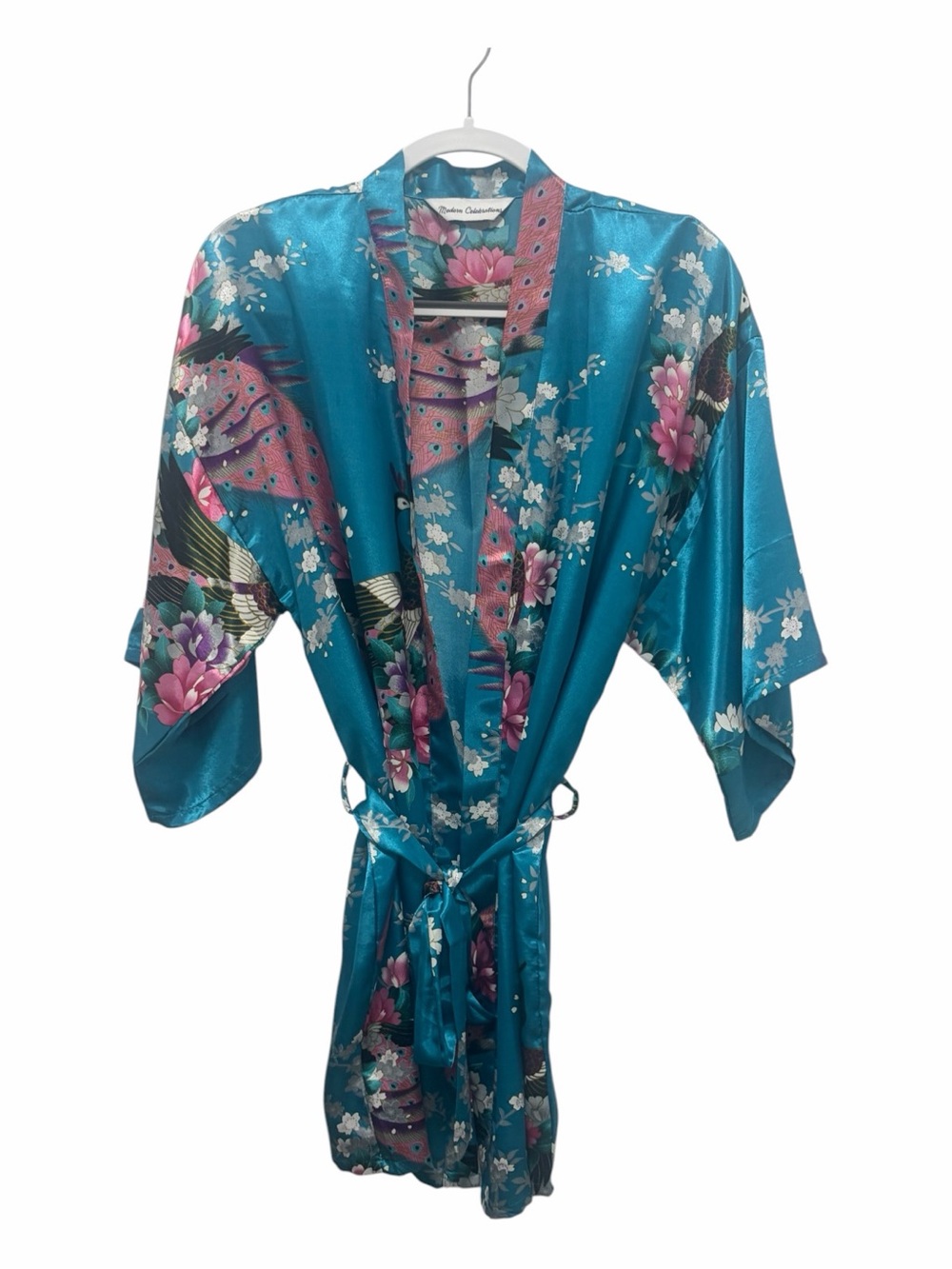 Japanese Peacock Print Robe - One Size